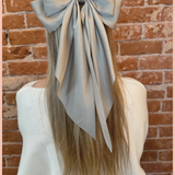 Satin Ribbon Bow Barrette | Long