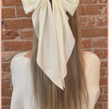 Satin Ribbon Bow Barrette | Long