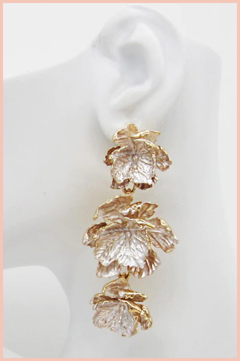 Metallic Flower Dangle Earrings