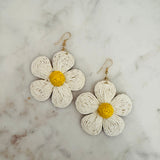 Raffia Daisy Earrings | White