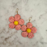 Raffia Daisy Earrings | Light Pink