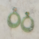 Acetate Marble Earrings | Mint + Pink