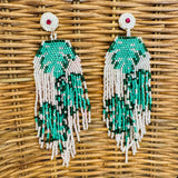 Palm Leaf Seed Bead Dangle Earring