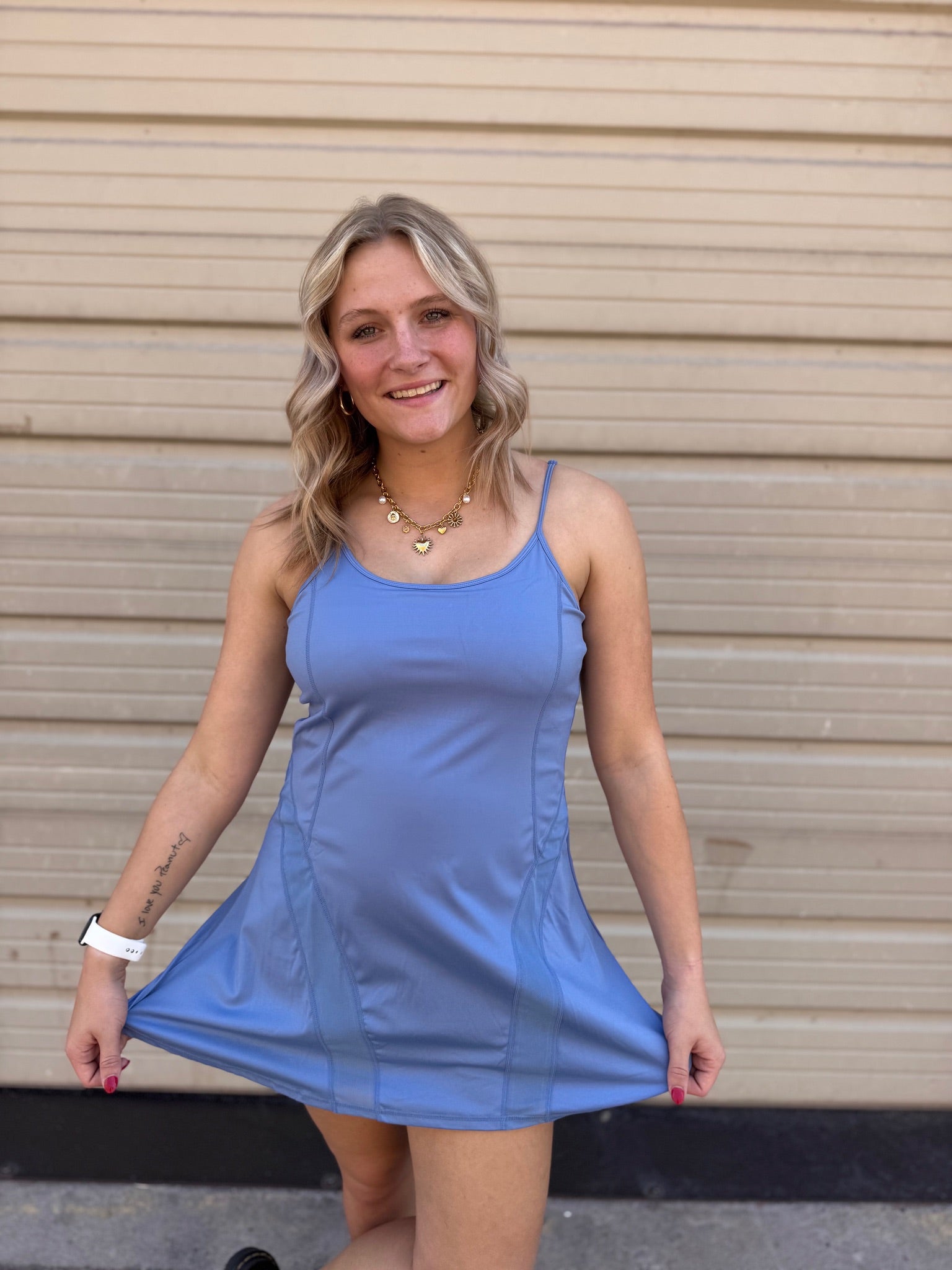 Activewear Mesh Detail Tennis Mini Dress | Blue