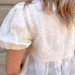 Textured Bow + Puff Sleeve Top | Cream
