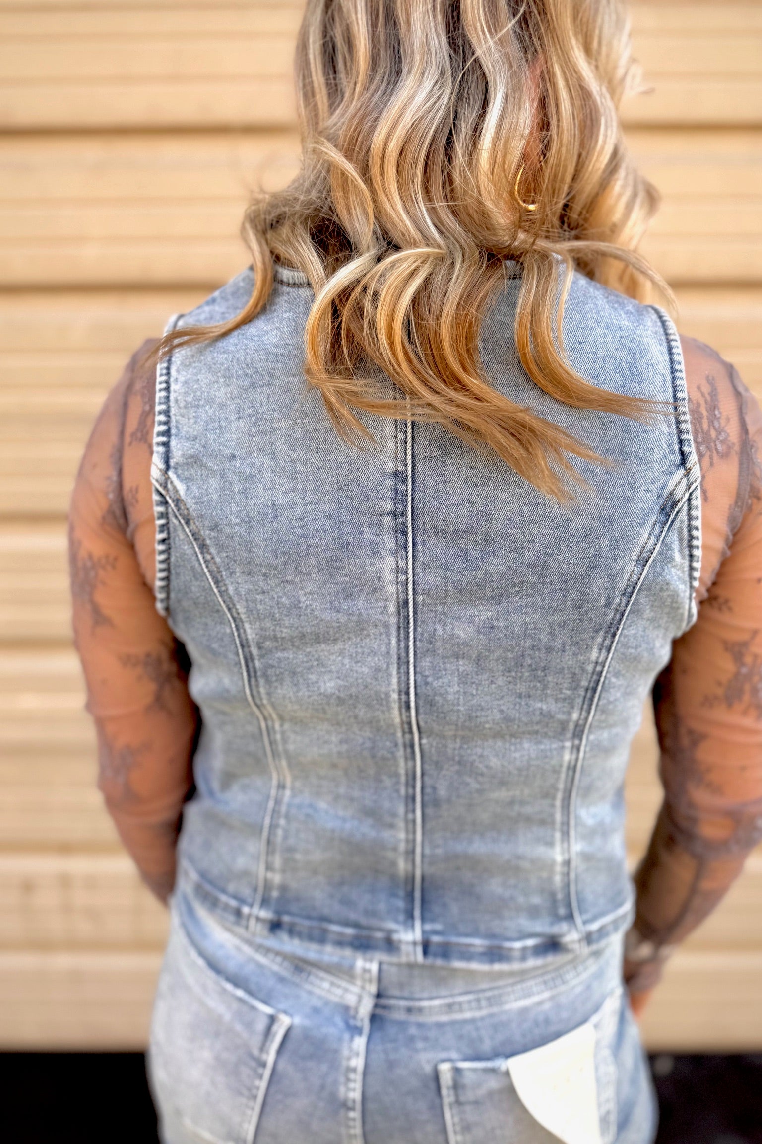 RISEN V-Neck Button Down Denim Vest