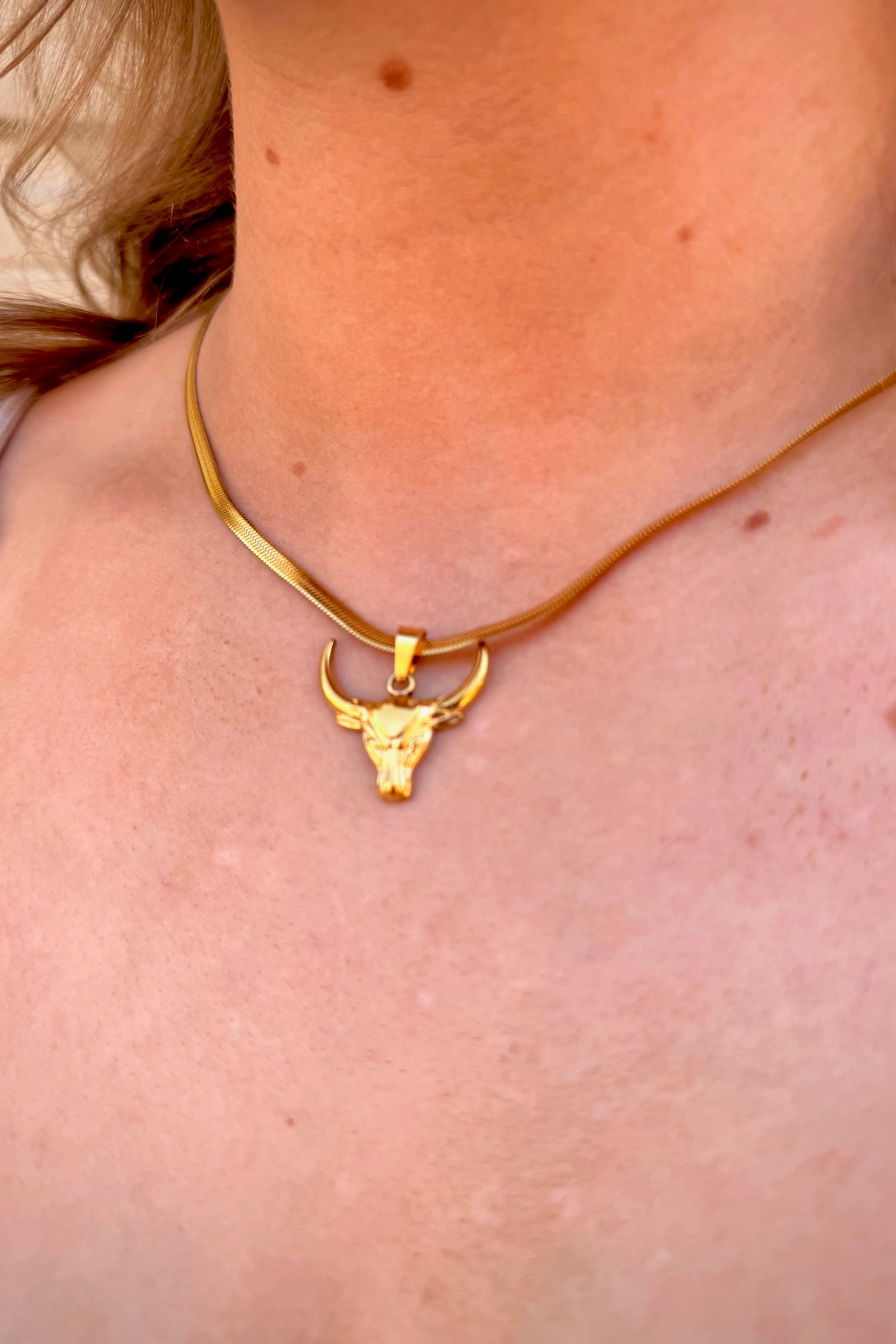 Bull Head Necklace | Gold