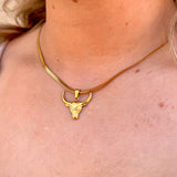Bull Head Necklace | Gold