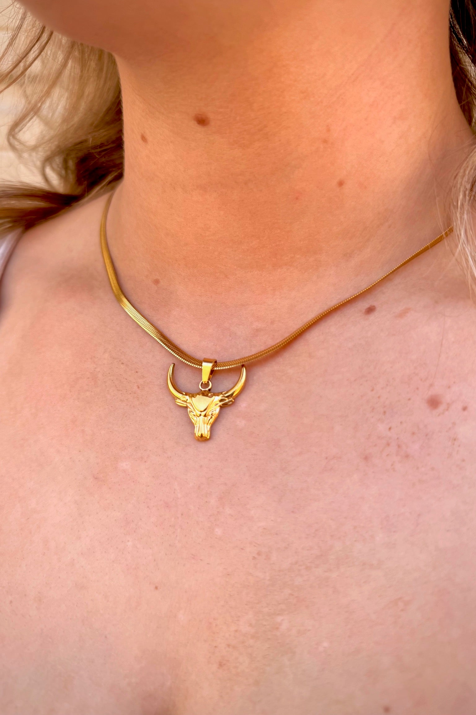 Bull Head Necklace | Gold
