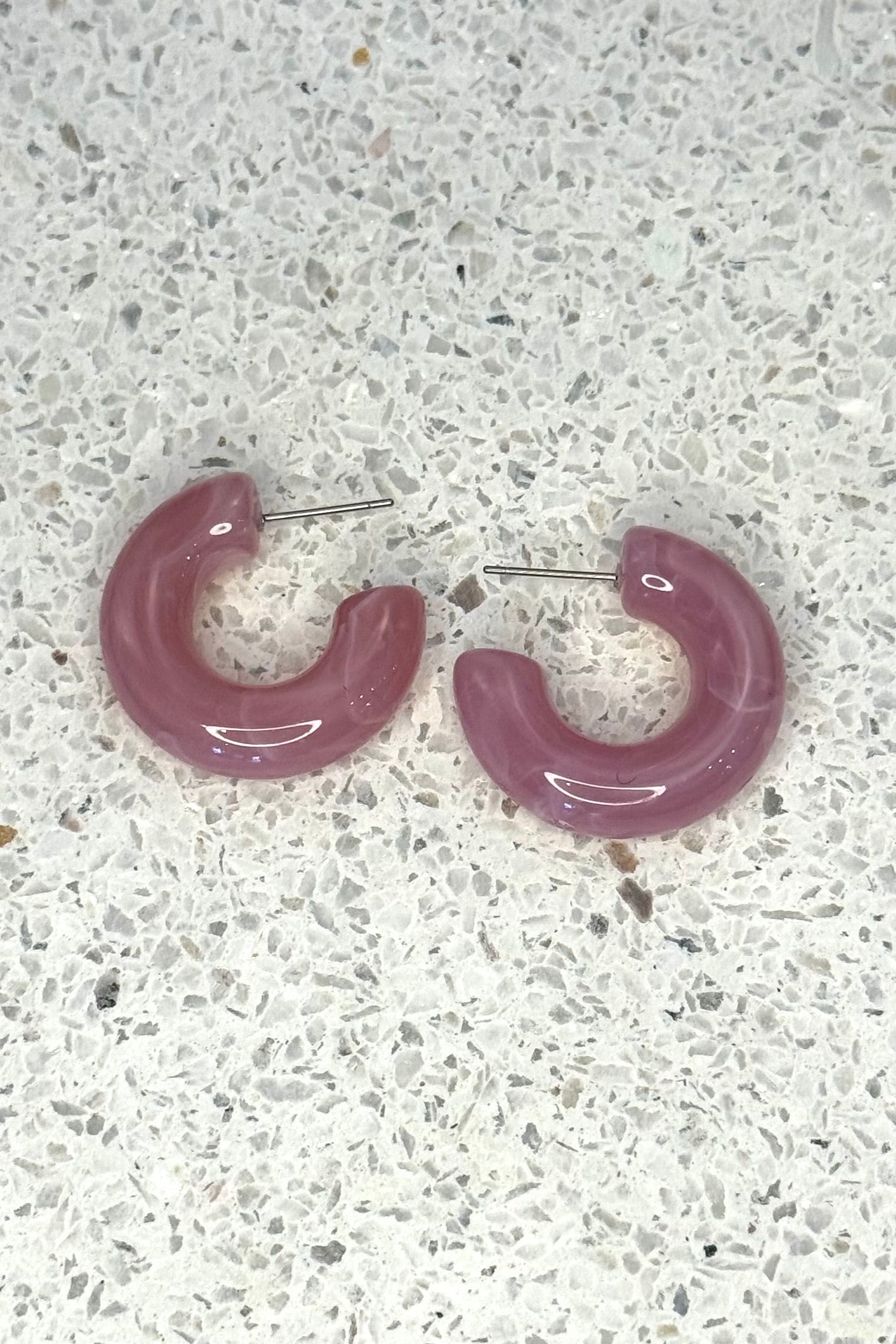 Bright Acrylic Hoop Earrings | Light Pink