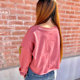 Pumpkin Sequin Cropped Longsleeve Top