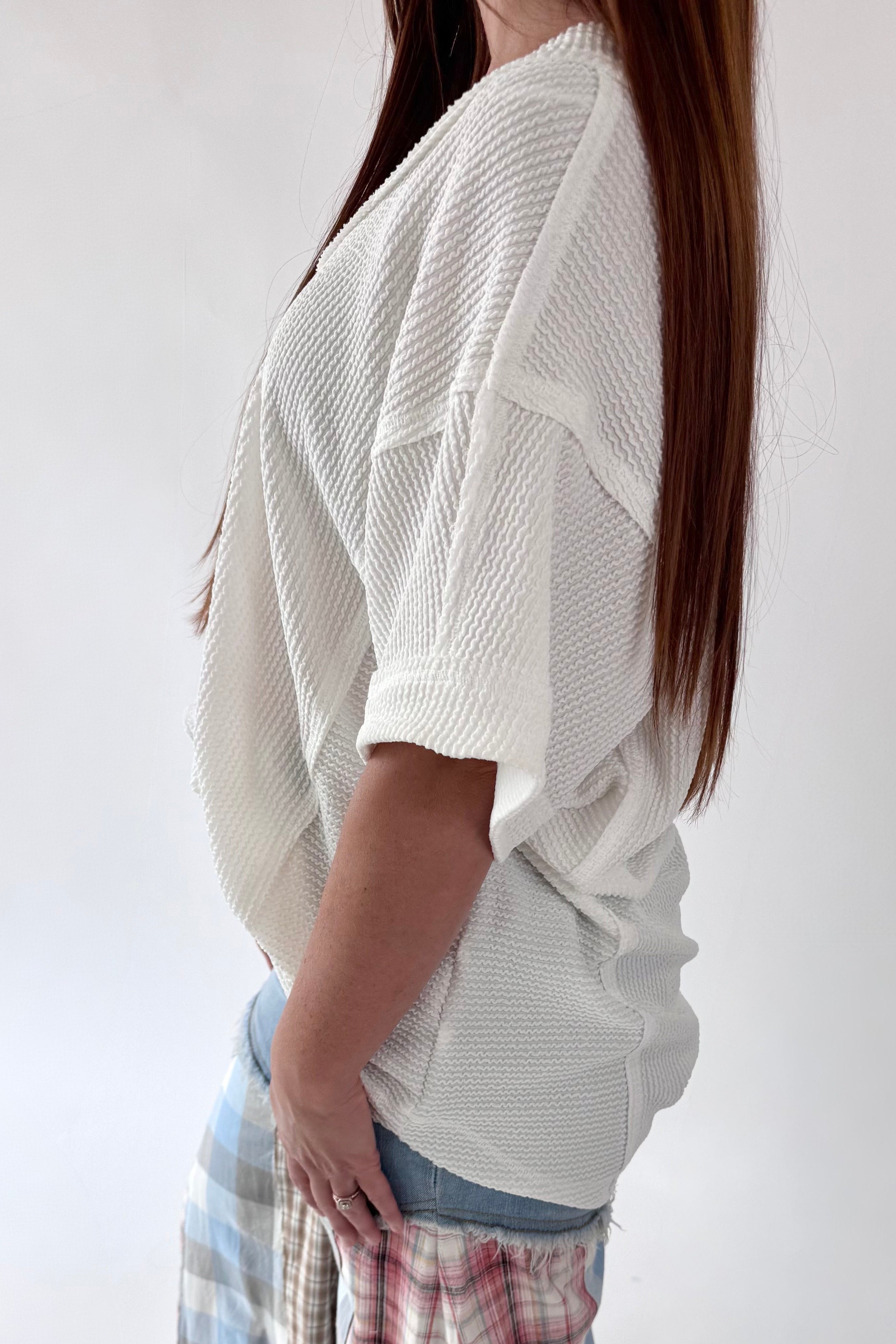 Soft Two Tone Casual Comfy Ribbed Knit Top