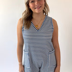 Striped Knit Casual Comfy Romper