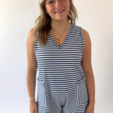 Striped Knit Casual Comfy Romper