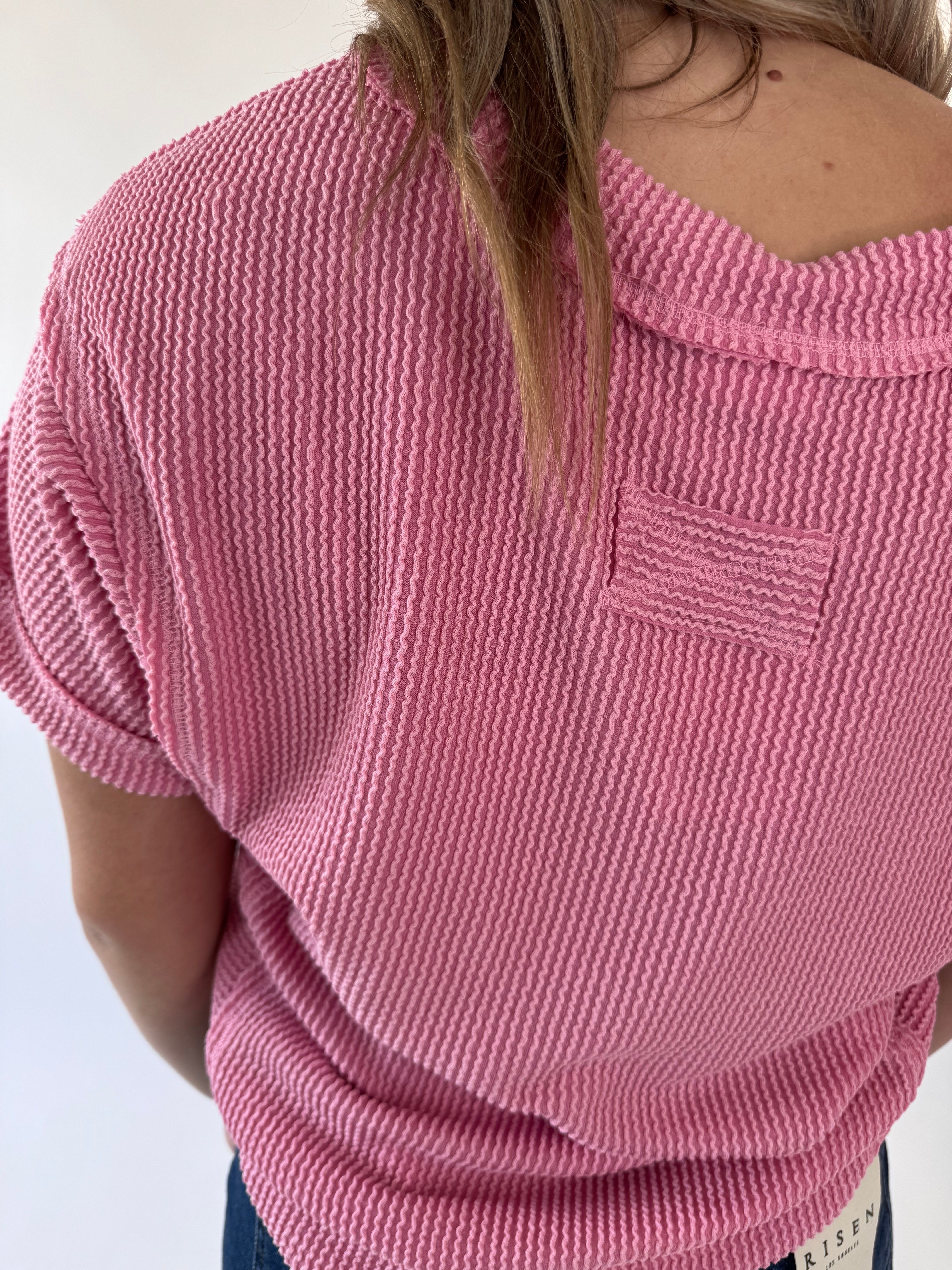 Soft Two Tone Casual Comfy Ribbed Knit Top