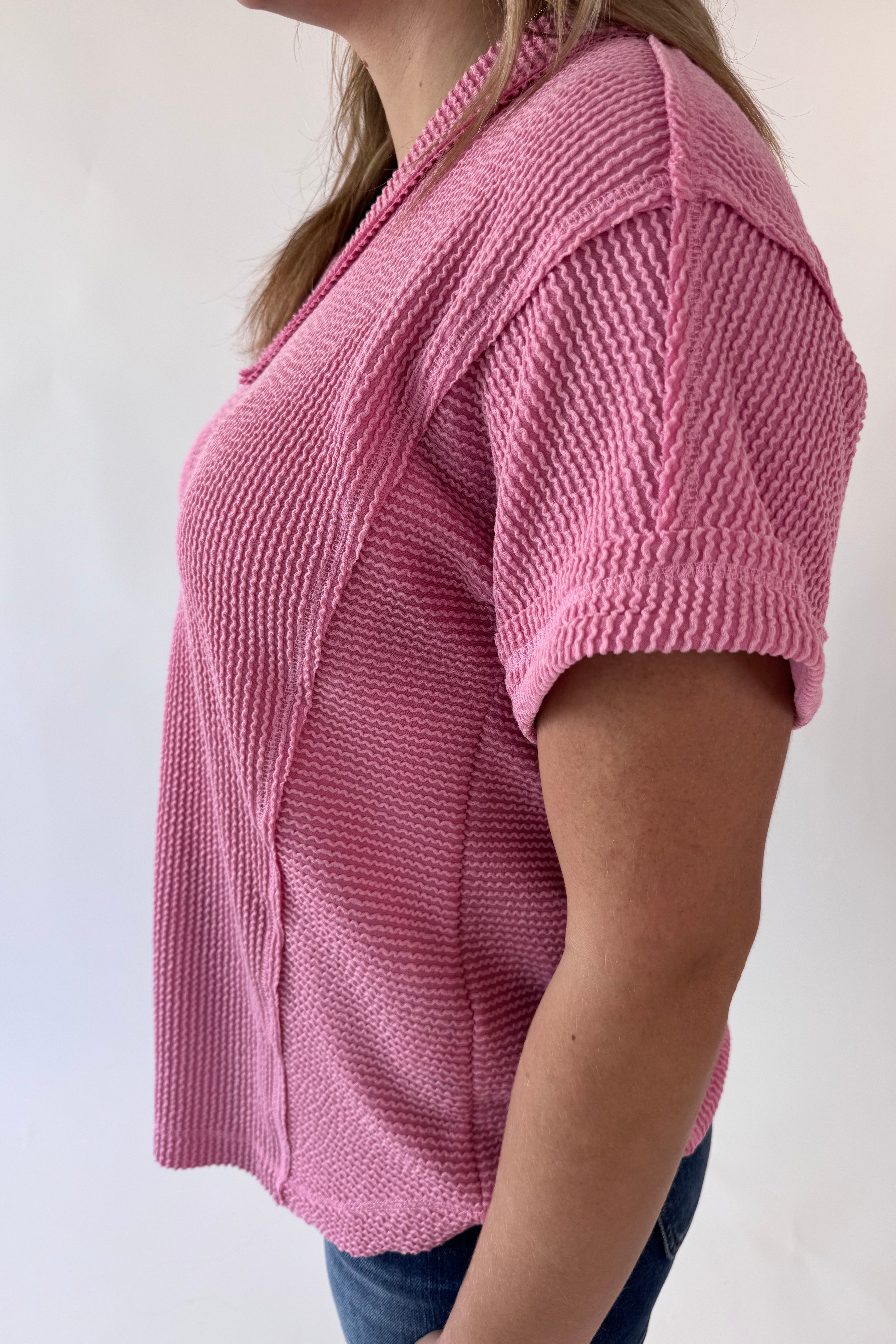 Soft Two Tone Casual Comfy Ribbed Knit Top