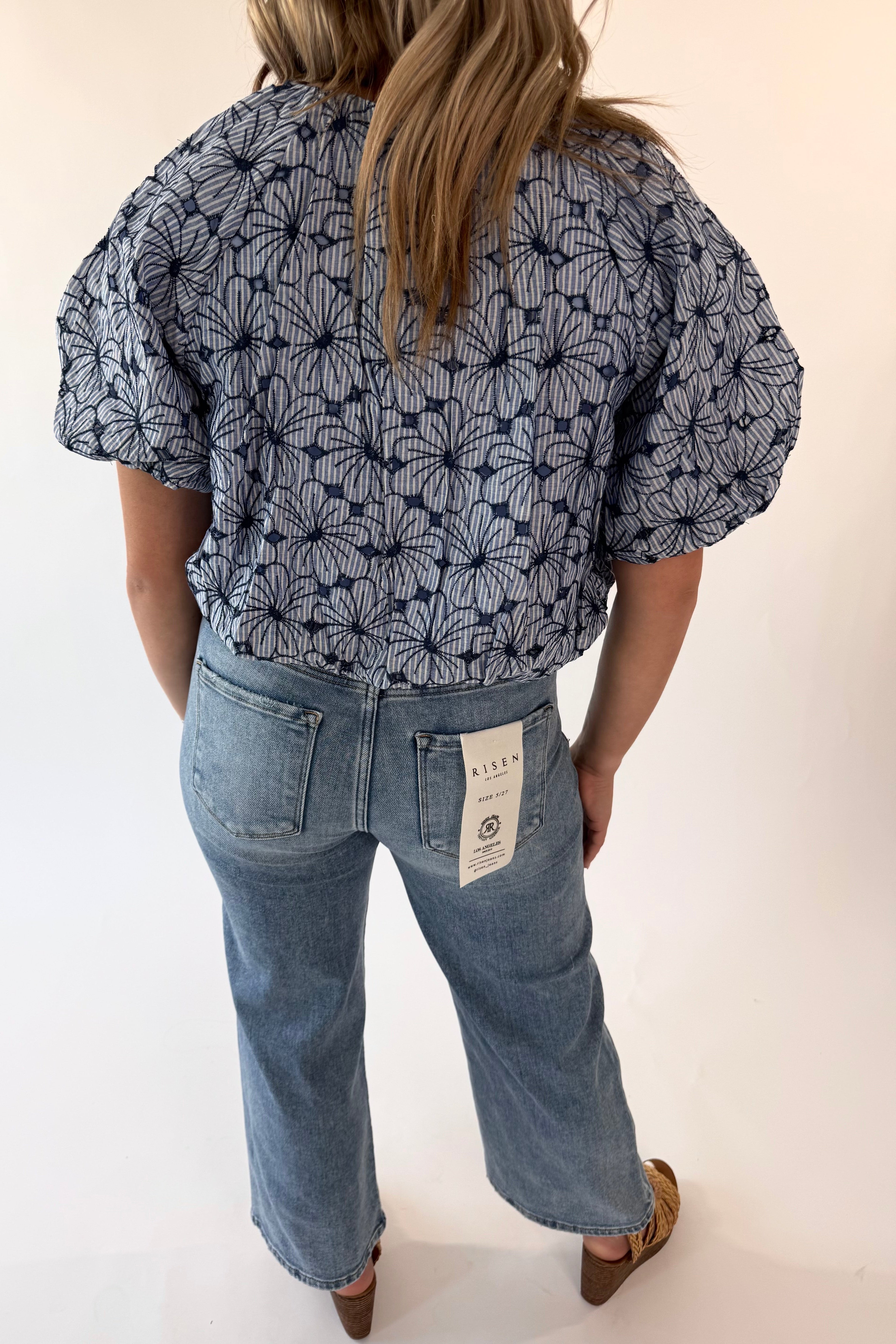 Floral Print Balloon Front Tie Top