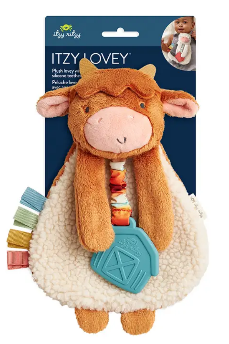 Itzy Lovey™ Plush and Teether Toy | Wyatt the Highland Cow