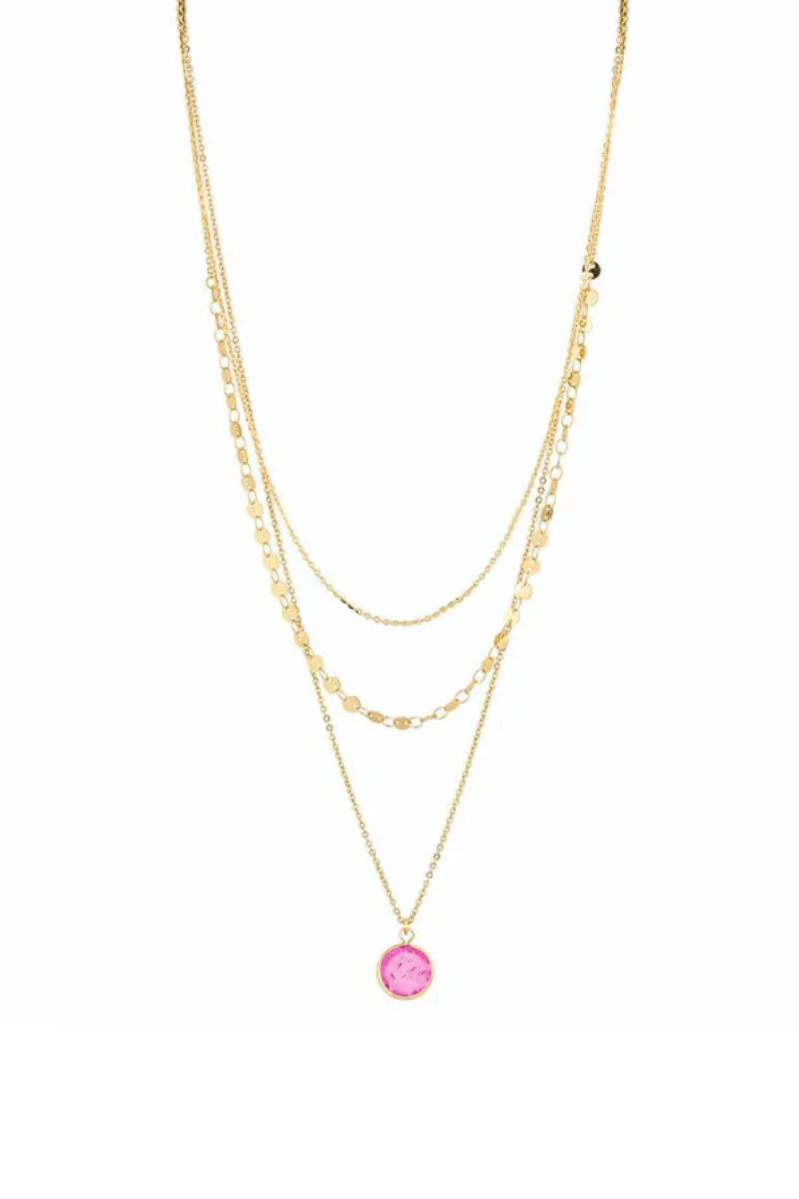 Gemstone Layered Chain Necklace