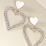 Rhinestone Heart Drop Earrings