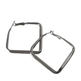 Thick Square Hoop Earrings | Silver