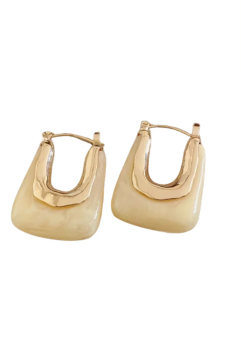 Resin Square Hoop Earrings | Ivory