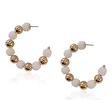 Pearl and Chain Hoop Earrings | Gold