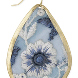Floral Embroidered Earrings | Light Blue