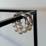 Pearl Huggie Earrings | Silver