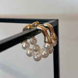 Pearl Huggie Earrings | Gold