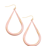 Teardrop Cutout Hook Drop Earrings | Light Pink + Gold