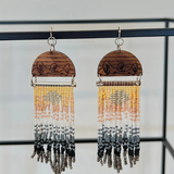 Seedbead + Wood Desert Scene Dangle Earrings | Yellow