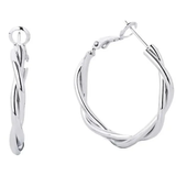 14K Metal Closure Hoop Earrings | Silver