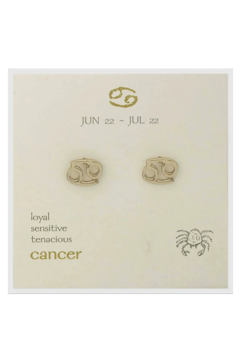 Zodiac Symbol Post Earrings | Cancer