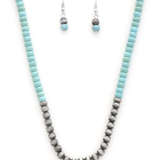 Turquoise + Silver Tiger Eye Necklace and Earring Set