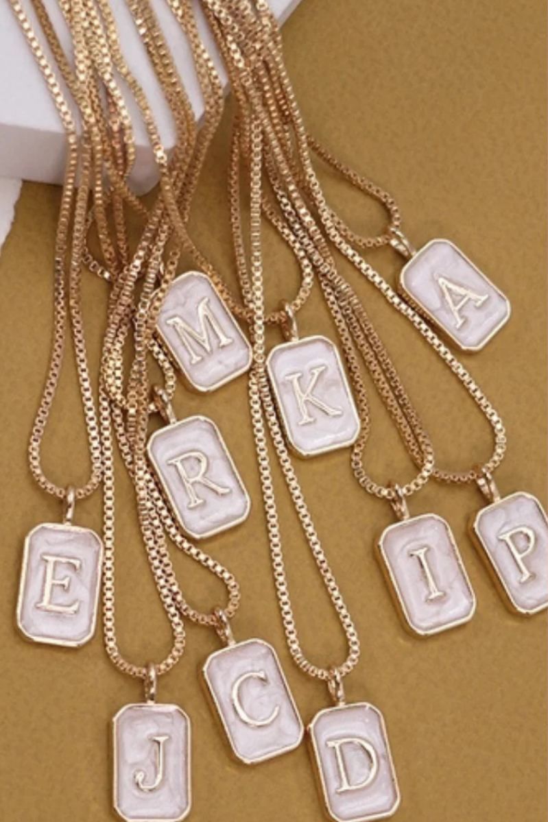 Pearly Initial Letter Charm Necklace