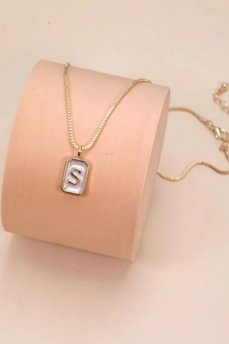 Pearly Initial Letter Charm Necklace