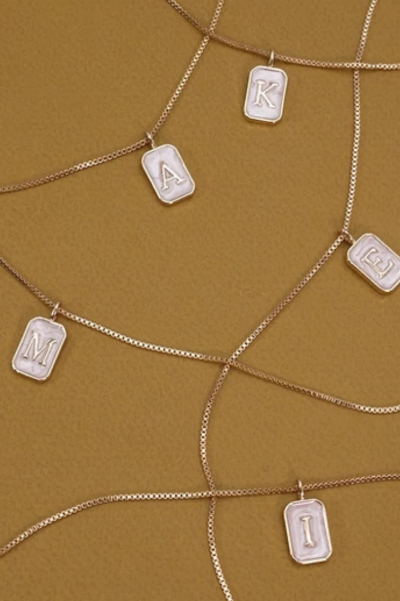 Pearly Initial Letter Charm Necklace