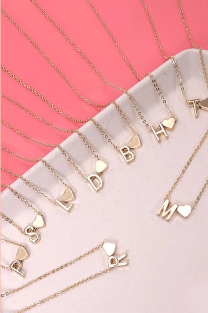 Initial Monogram Heart Charm Necklace