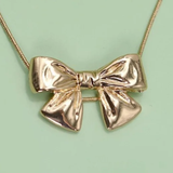 Classic Bow Snake Chain Necklace | Gold