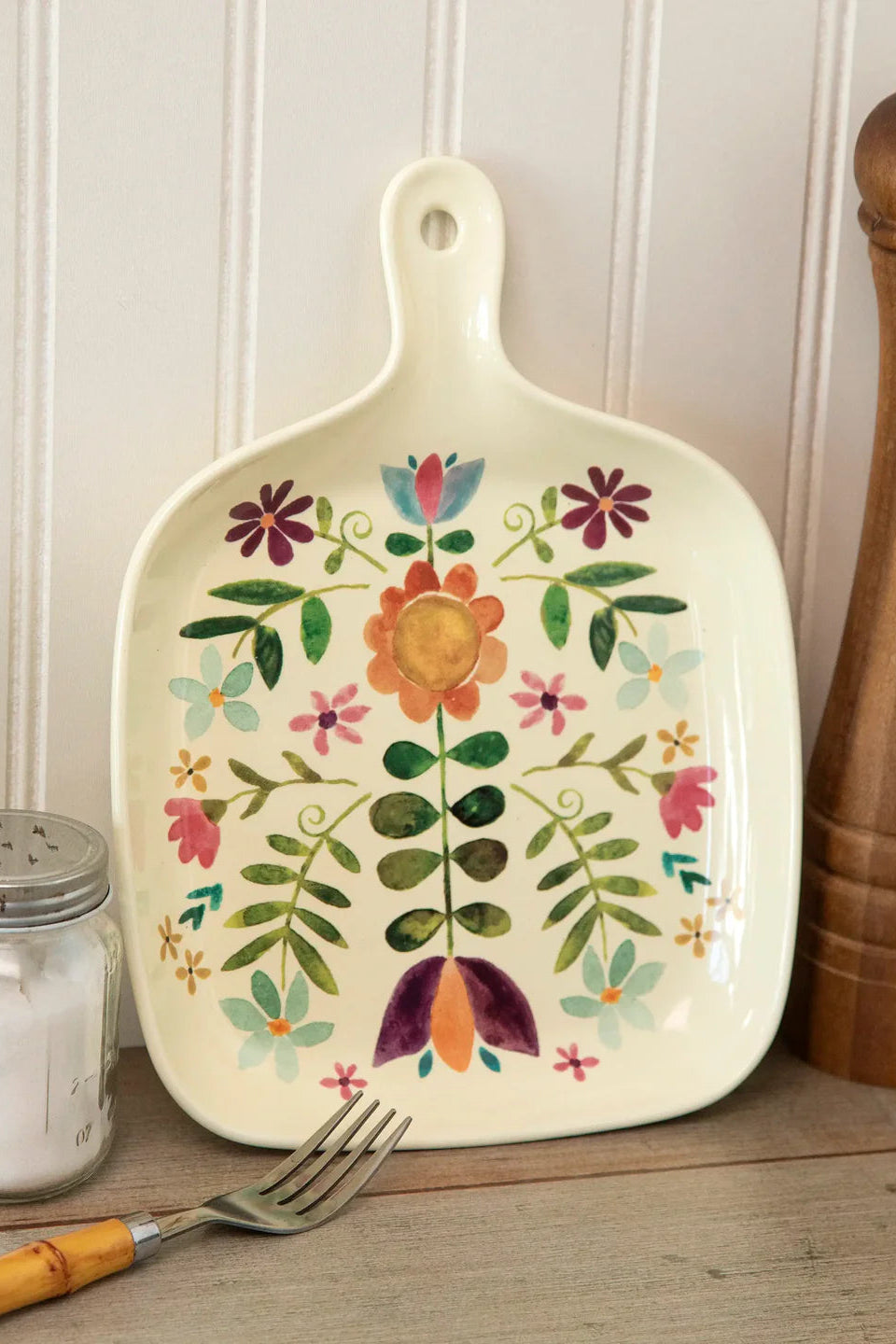 Oven To Table Plate | Natural Life | Folk Flower