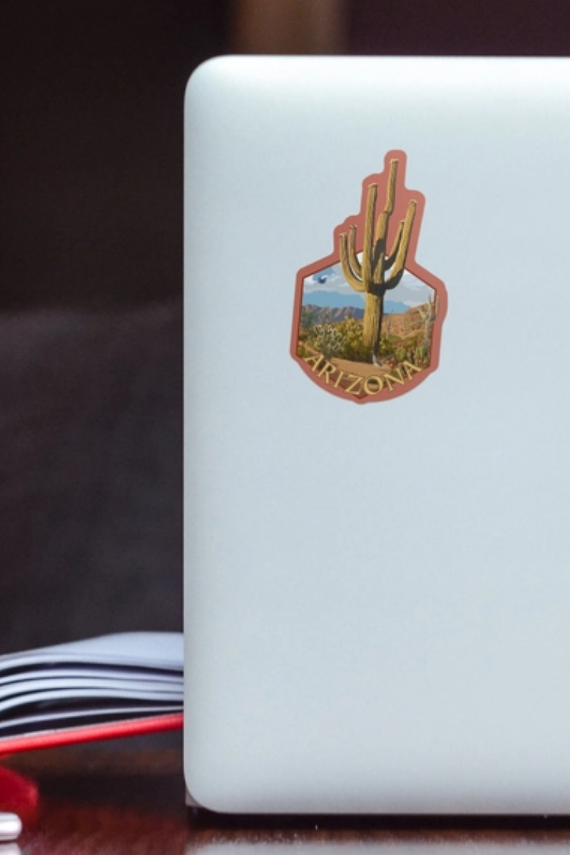AZ Saguaro Cactus + Roadrunner Sticker | 3.5" x 3.5"