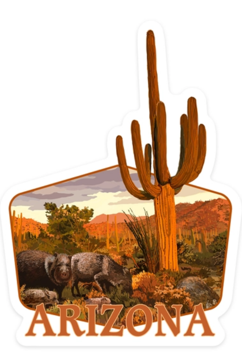 AZ Javalina + Cactus Sticker | 3.5" x 3.5"