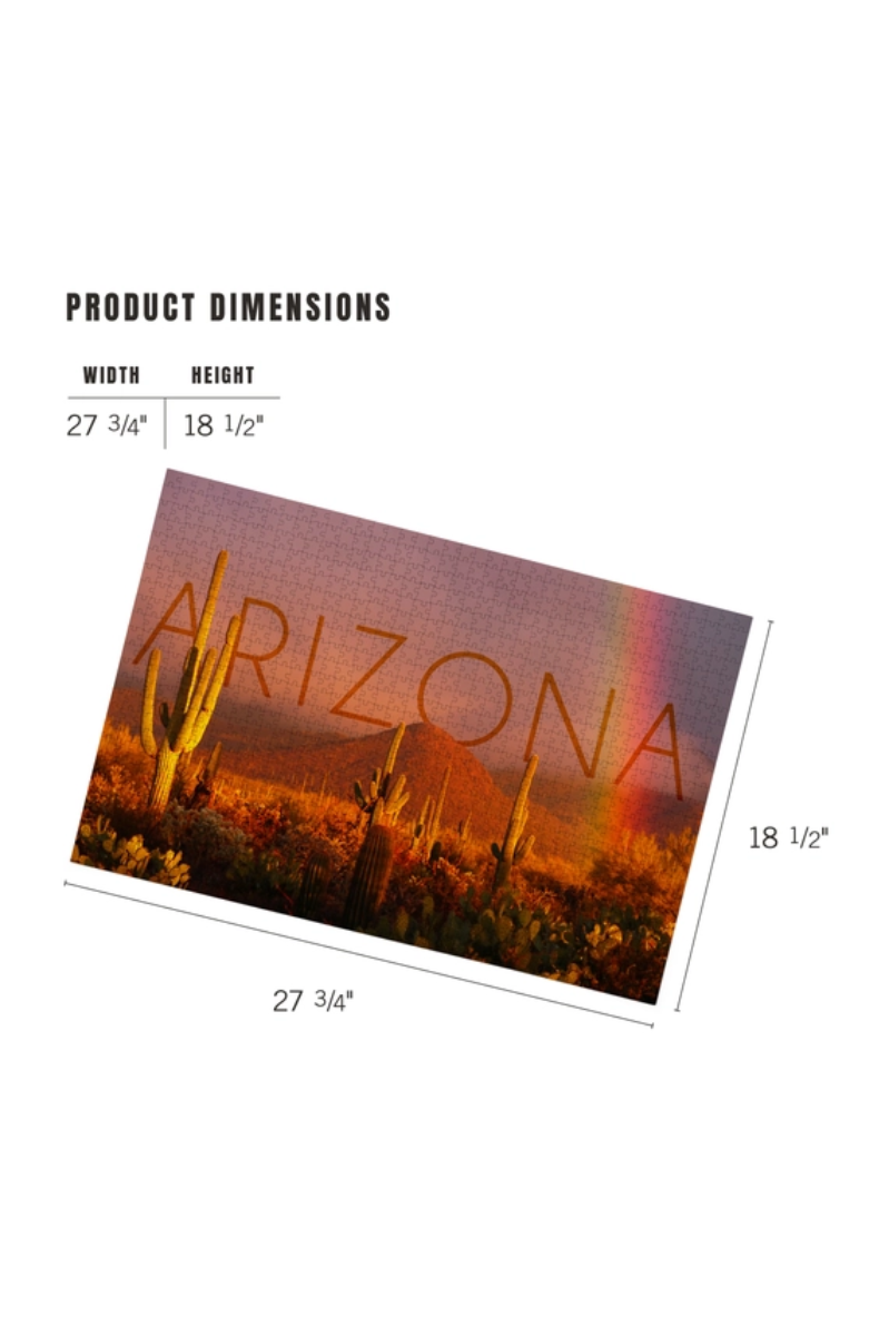 1000 Piece Puzzle | Arizona Cactus + Rainbow Photography