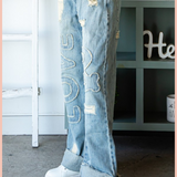 Washed Love Letter Patched Denim