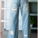 Washed Love Letter Patched Denim