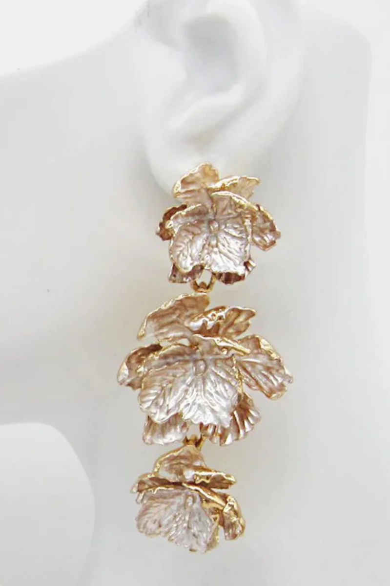 Metallic Flower Dangle Earrings