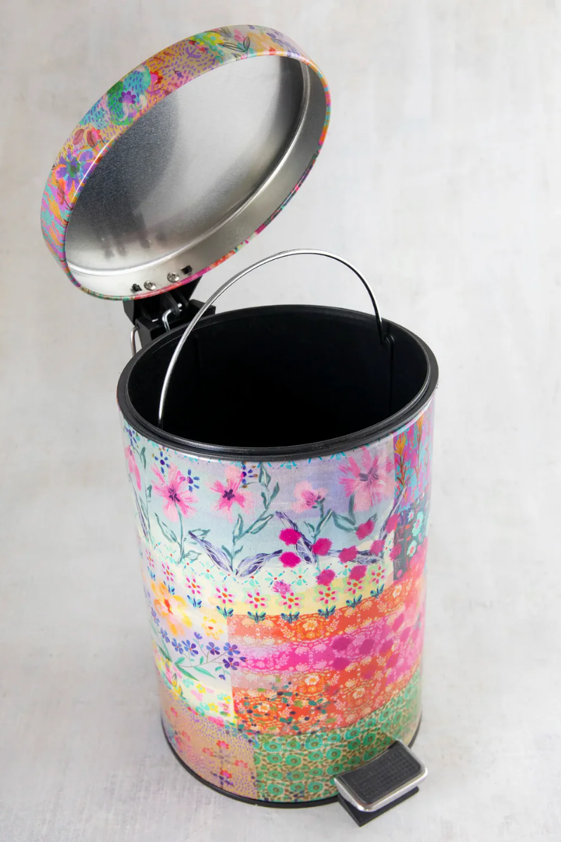 Pink Watercolor Patchwork Trash Can | Natural Life