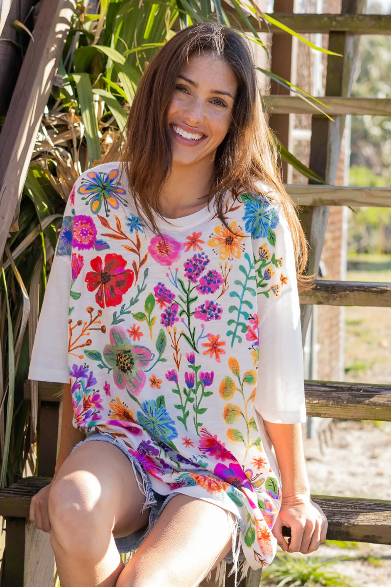 Rainbow Garden Cotton Easy Tee