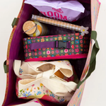 Carry All Happy Tote Bag | Natural Life | Dimensions: 20in L x 11.5in W x 12in H, 9.5in handle drop